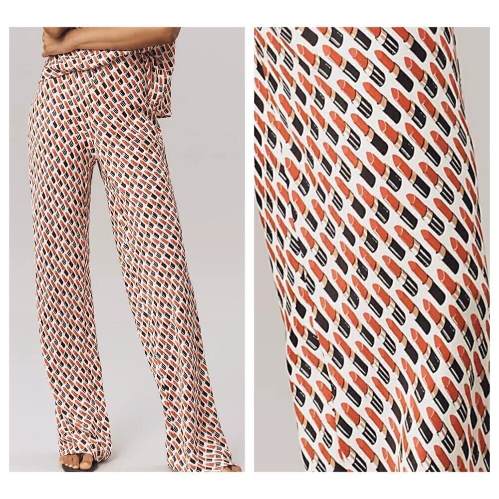 Anthropologie The Tilda Pants: Lipstick Print  XL